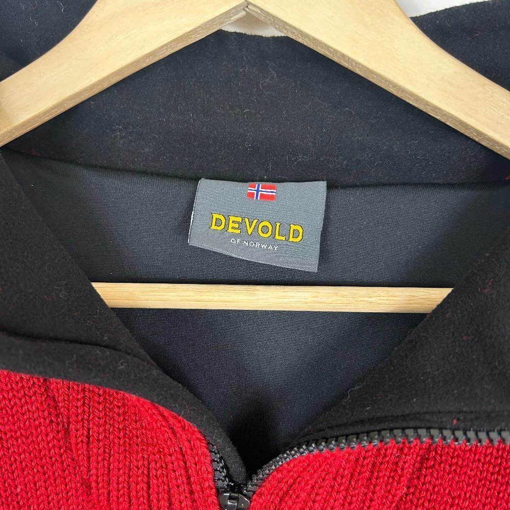 Devold Red Navy Fair Isle Half Zip Sweater Norwegian Size S - Picture 3 of 9
